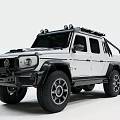 White Six Wheel Off Road Car With Roof Rack And Black Wheels Design