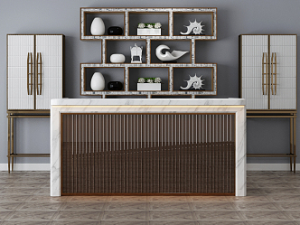 Modern reception desk cabinet combination 3d model