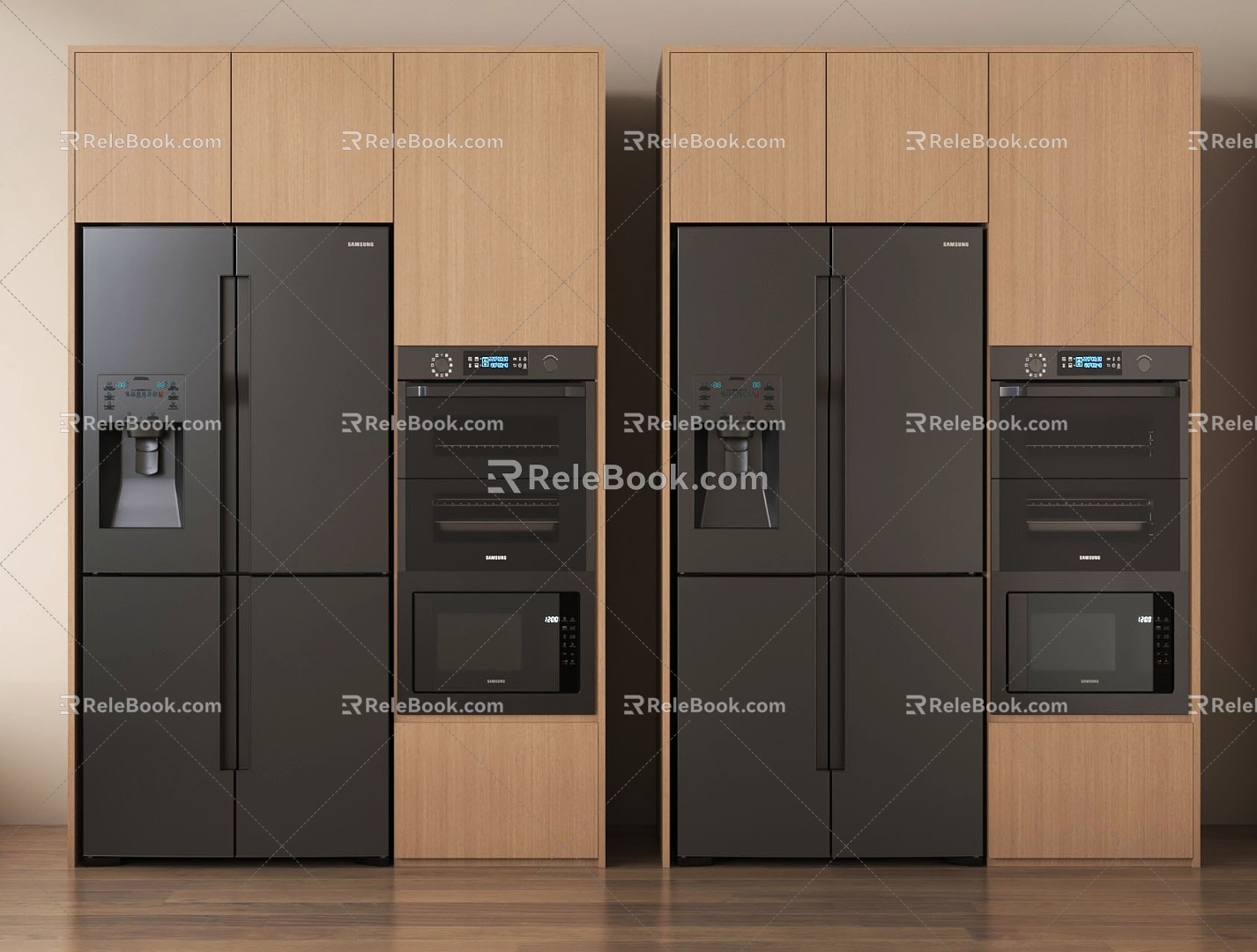 Modern refrigerator cross door refrigerator built-in refrigerator oven 3d model