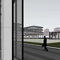 Modern Commercial Office Building Complex With Green Roofs Central Courtyard And Landscaped Areas