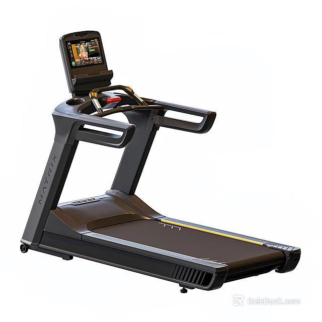 Modern Sports Equipment Treadmill With Digital Display Screen Control Panel And Running Belt 3d model 