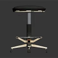 Modern Bar Stool With Black Padded Seat Adjustable Height And Swivel Wheels Base