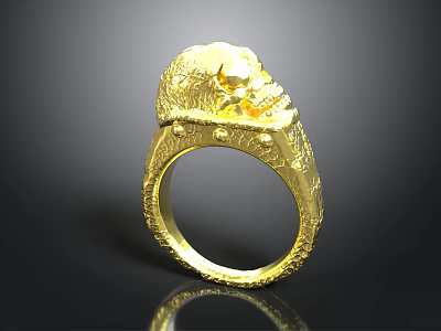 Elegant Gold Ring With Intricate Carved Details For Daily Accessories 3d model