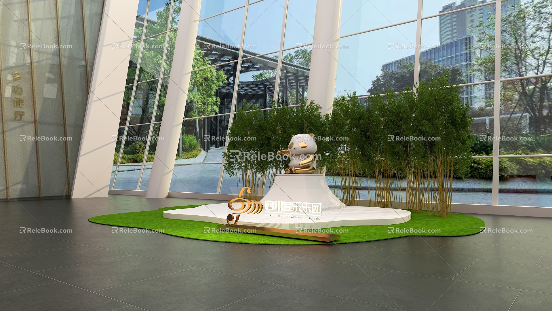 Modern Mall Panda Meichen Bamboo Panda Small Stage 3d model