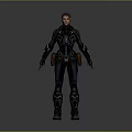Woman In Futuristic Armored Tech Suit With Detailed Armor And Digital 3D Render