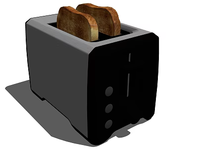 Black Kitchen Toaster With Toasted Bread Slices For Morning Breakfast Use 3d model