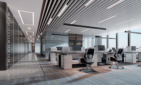 Modern public office area Open office area 3d model