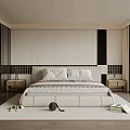 Modern Bedroom Interior With Minimalist Design King Bed Nightstands Rug And Green View