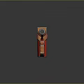 Orange Red Sci Fi Weapon With Vintage Industrial Design Mechanical Handle And Gas Cylinder