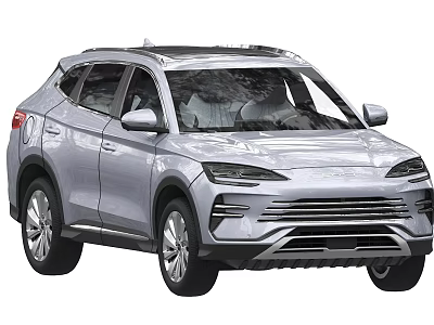 Silver Modern SUV Featuring Streamlined Exterior Sunroof And Stylish Front Design 3d model