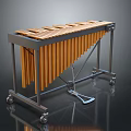 Portable Household Xylophone With Yellow Aluminum Bars Metal Frame Wheels And Pedal
