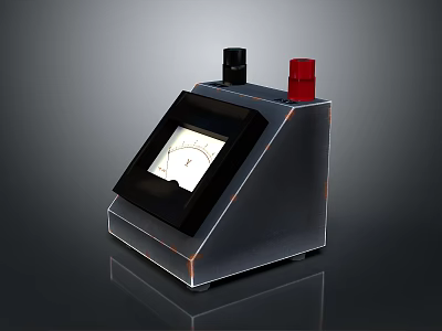 Professional Measuring Equipment With Metal Casing Analog Gauge And Black Red Components 3d model