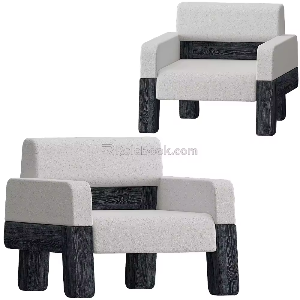 awaya cute style single sofa 18 3d model