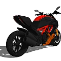 Black and Red Modern Motorcycle with Orange Exhaust Yellow Forks and Stylish Rims