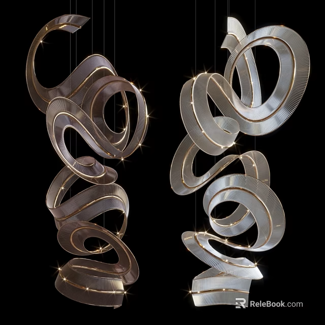Modern Spiral Chandeliers With Metallic Finish And Elegant Hanging Design 3d model 