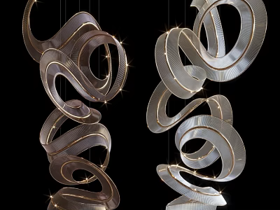 Modern Spiral Chandeliers With Metallic Finish And Elegant Hanging Design 3d model