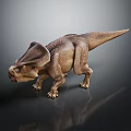 Detailed Triceratops Dinosaur Model With Open Mouth And Realistic Textured Skin