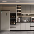 Modern Open Concept Kitchen Interior With Island Counter Cabinets And Appliances