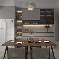 Modern Living And Dining Room Interior With TV Wall Sofa Coffee Table Plants And Bookshelves