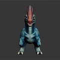 Vibrant Blue Fantasy Creature Character With Purple Red Horned Head And 3D Render Design