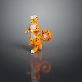 Orange Leopard Figure With Black Spots White Mane Standing On Dark Surface With Reflection 3d model