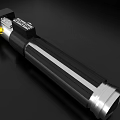 Red Laser Lightsaber With Black And Silver Hilt Design And Metallic Accents