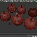 Halloween Themed Decorative Ornament Set With Carved Pumpkins And Small Candle