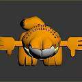 Garfield 3D Character Model With Orange Body Black Stripes Big Eyes Open Arms