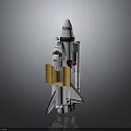 Detailed Space Shuttle Model With Yellow Boosters And White Body For Cosmic Exploration
