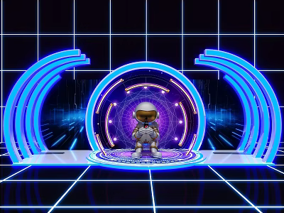Science and Technology Future Cartoon Astronaut Meichen Photo Pickup Area Photo Area Meichen Game Interaction 3d model