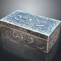 Silver Decorative Storage Box With Intricate Dragon Carvings And Elegant Design