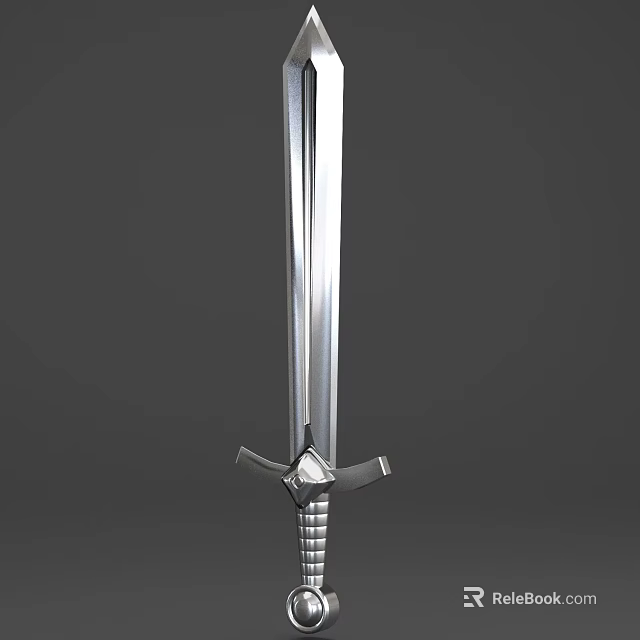 Medieval Metal Sword With Long Sharp Blade And Ornate Hilt Design 3d model 