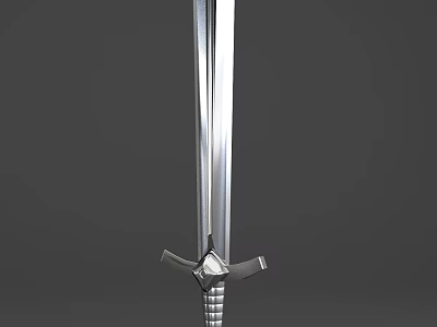 Medieval Metal Sword With Long Sharp Blade And Ornate Hilt Design 3d model