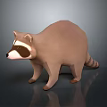 Low Poly 3D Raccoon Model With Brown Color Striped Tail And Distinct Facial Features