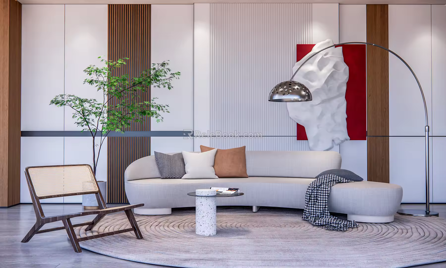Modern sofa coffee table combination leisure sofa table lamp 3d model
