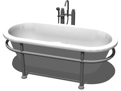 Modern Freestanding White Bathtub With Metal Stand And Faucet Design 3d model
