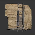 Industrial Cliffside Elevator Structure With Rocky Formation And Metal Frame