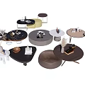 Modern Elegant Coffee Tables Various Styles Different Materials With Decorative Items 3d model