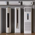 Various Styles of Modern Air Conditioner Fans Including Wall Mounted Standing Tower and Cabinet Designs