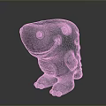 Cute Gray Cartoon Creature Model With Smiling Face And Spiked Back Design