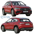 Red Mercedes SUV 3D Model V-Ray Render With Front Rear Views And UK License Plate