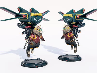 Modern game character anime game tech cat 3d model Modern game character anime game tech cat 3d model