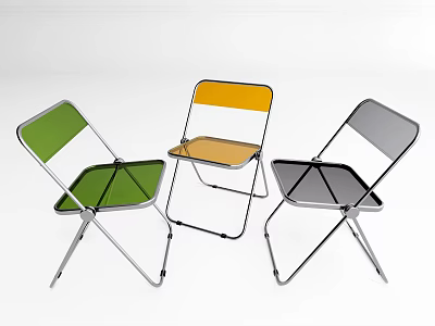 Modern Folding Leisure Chairs Green Yellow Gray Colors With Metal Frame And Comfortable Seat 3d model