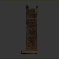 Antique Wooden Cabinet With Carved Details Arched Panels And Decorative Base