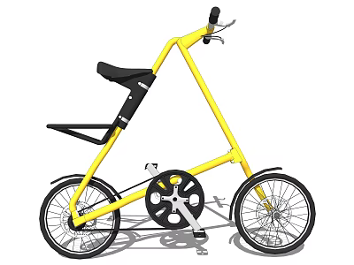 Modern Yellow Bicycle With Black Seat And Unique Frame Structure Design 3d model