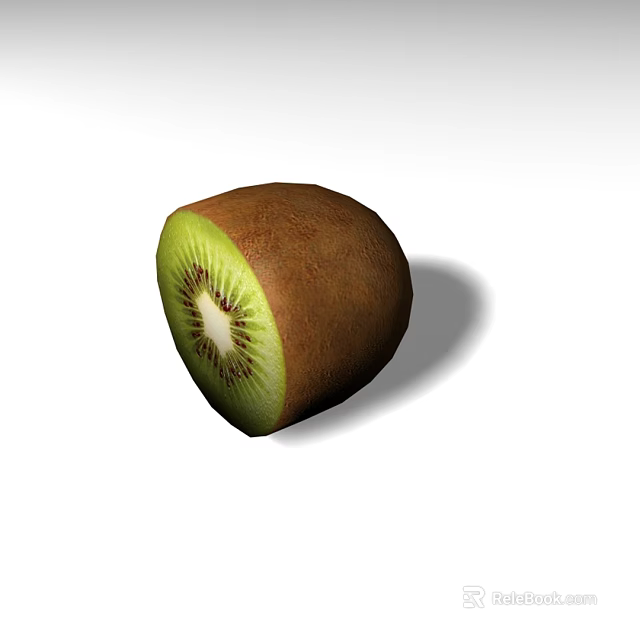 Fresh Kiwi Fruit with Green Flesh and Black Seeds in Sliced View 3d model 