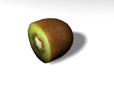 Fresh Kiwi Fruit with Green Flesh and Black Seeds in Sliced View 3d model