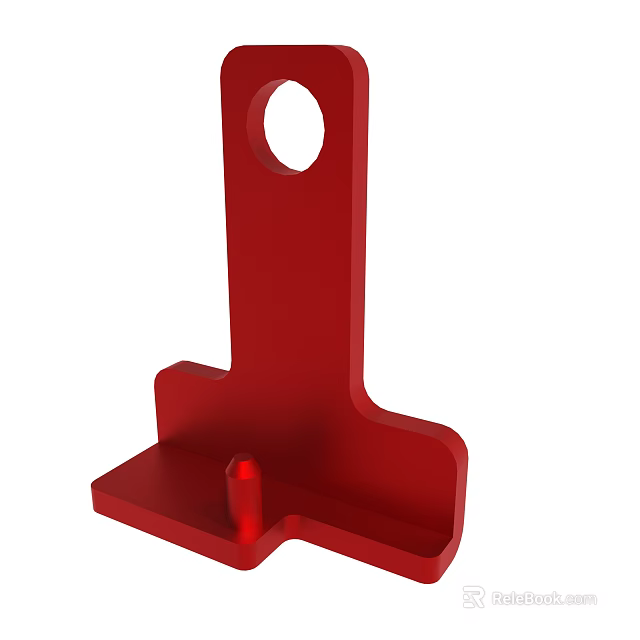 Red Industrial Metal Bracket With Circular Hole And Small Protrusion Design 3d model 