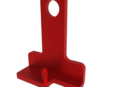 Red Industrial Metal Bracket With Circular Hole And Small Protrusion Design 3d model