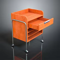Modern Orange Utility Cart With Open Drawer Metal Frame And Rolling Wheels